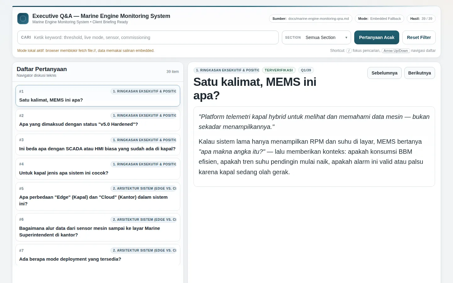 MEMS implementation Q&A page preview